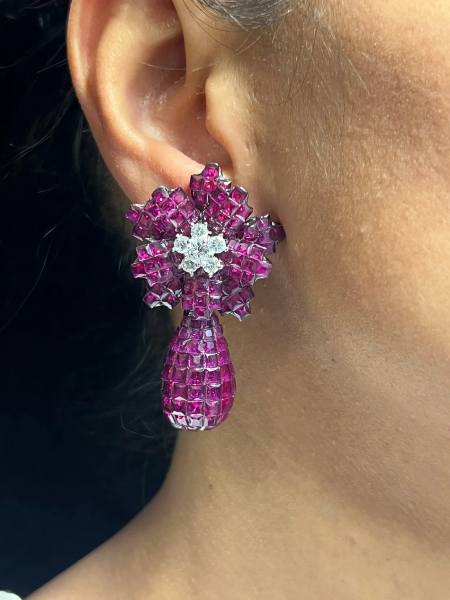 Purple diamond earrings